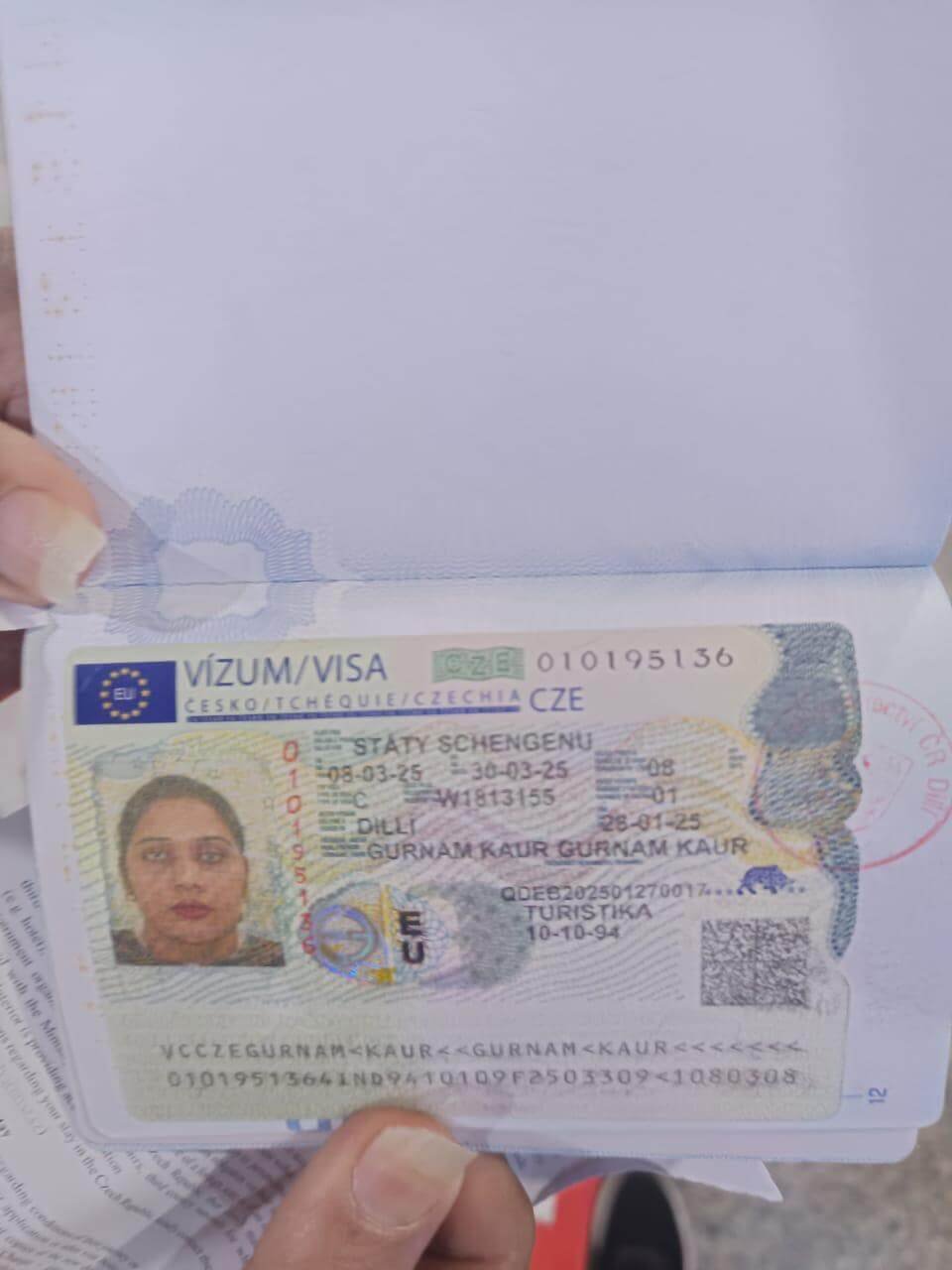 Approved Czechia tourist visa — The Visa Victory client
