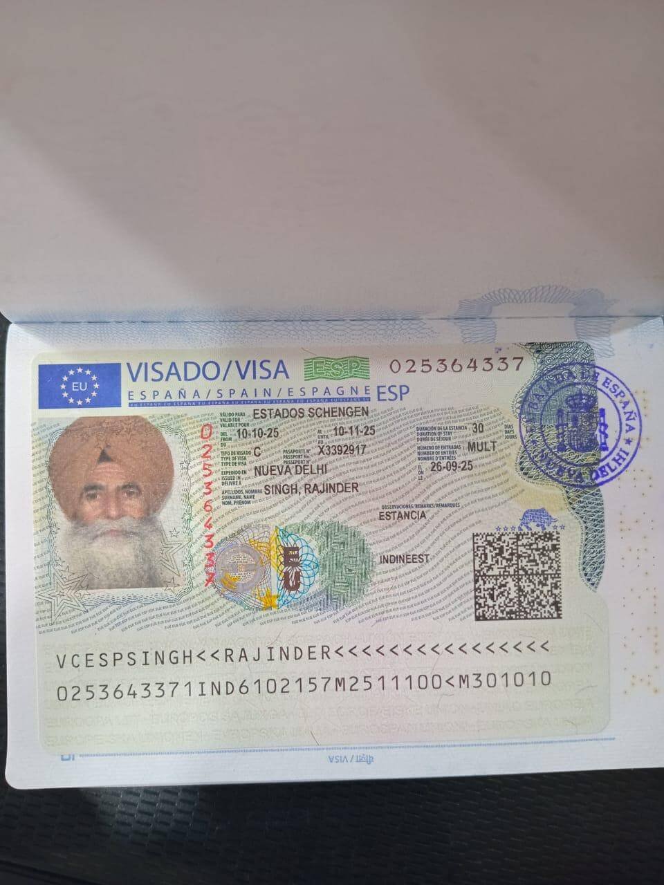 Approved Spain Schengen visa — The Visa Victory client