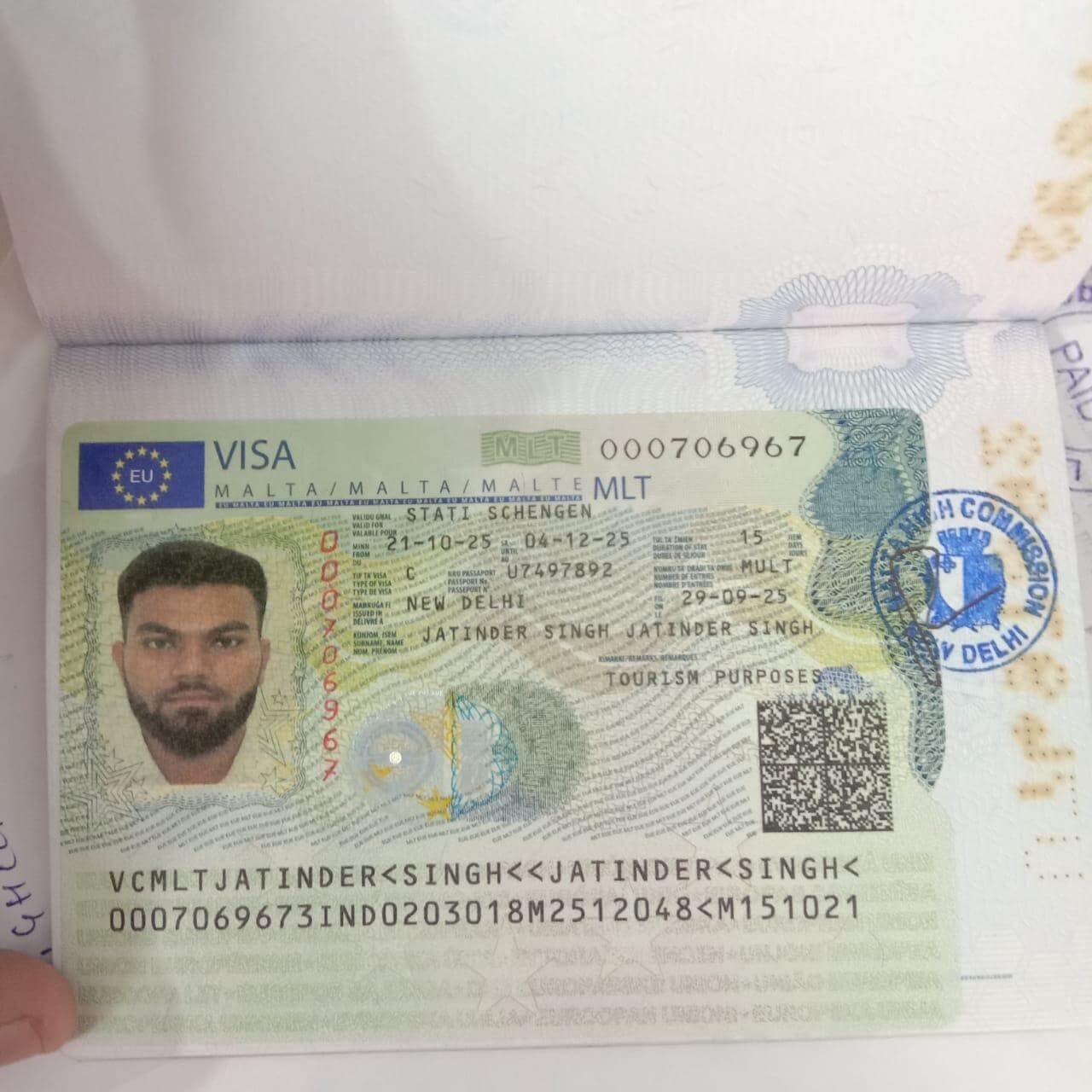 Approved Malta tourist visa — The Visa Victory client
